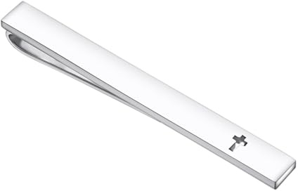 Asienice Cross Tie Clip for Men Silver Christian Tie Pin mens Suitable for Regular Ties