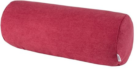 beties Farbton-Serie Nackenrollenbezug ca. 15x40 cm Premium Uni Kissenhülle aus deutschem Unternehmen, Chenille-Haptik in Raumausstatter Qualität - Himbeer-rot