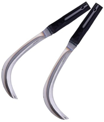 IWOWHERO 2pcs Multi-Function Scythe Mowing Knife Long Handle for Gardening Reaping Weeding