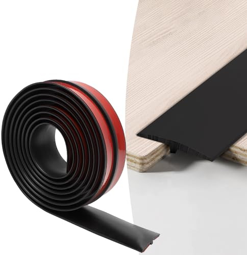 MeYuxg Profilé de Transition,Profilé en T Autocollant 3 m Bande de Transition,pour Relier les Espaces du Sol et les Carreaux de Plancher Stratifié,Barre de Seuil, 5 CM x 3 M (Noir, 300X5CM)