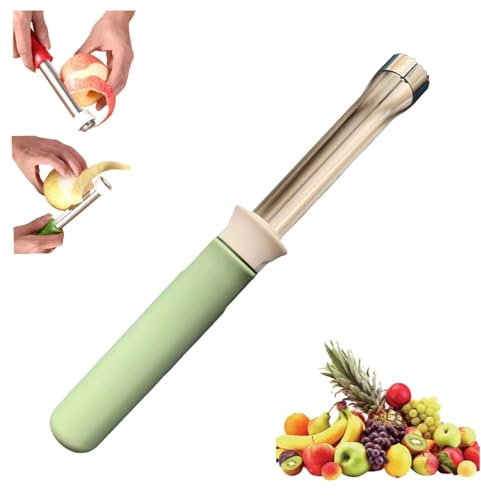 Strumento per rimuovere il corer 2 in 1, mele, mele, pelapatate per la cucina in acciaio inossidabile, strumento per il torsolo della frutta per peperoni, mele, pere (verde 2)