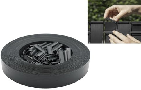 Hooma - Tiras de Protección Visual de PVC 500 m x 4.7 cm para Valla de Jardín, Protectora de Privacidad con 1000 Clips de Fijación – Gris