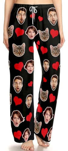 Bemaystar Custom Pyjama Pants with Photo Men Women,Personalised Gifts for Men,Matching pjs for Couples
