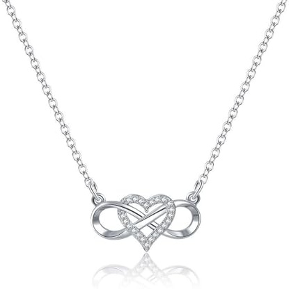 HinDaLi Collana Cuore Infinito Argento 925 per Donna Bambina Ragazza