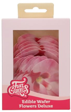 FunCakes Edible Wafer Flowers Deluxe Orchid Pink Medium - Fiori Commestibili Decorazioni per Torte, Cupcake e Dolci - Confezione da 10