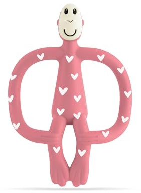 Matchstick Monkey, Original Teether & Gel Applicator, Antimicrobial Silicone Teething Toys for Baby, Easy to Grip, BPA Free, 3 Months Old+, 10.5 cm - Hearts