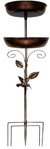 Fuente para Pájaros de Exterior,Bebedero y para Pájaros de Jardín de Doble Nivel - Baño Para Aves Al Aire Libre Con Base De Estaca De 5 Puntas,para Gorrión y Petirrojo en Exterior Jardín Patio Balcón