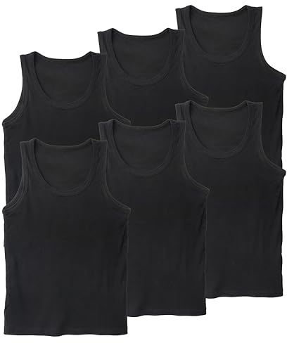 Bonjour Men's Cotton Jersey Vests 6 Pack - Breathable Sleeveless Tank Tops Vests for Men, Soft Lightweight Undershirts, Classic Fit Gym & Casual Everyday Wear (White/Black/Assorted)