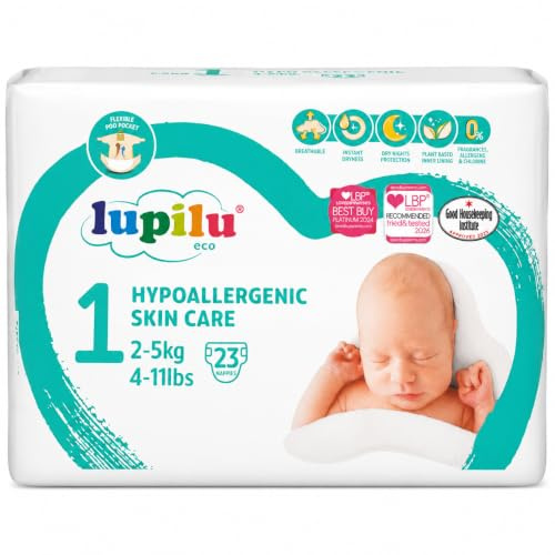 Lupilu Eco Babywindeln, Größe 1, 2–5 kg, hypoallergene Hautpflege, 23 Stück