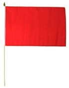 12x18 Red Stick Flag mounted on a 24 inch wooden stick staff (Super Polyester) cloth Fabric (Sewn Edges for Durability)12x18 12x18
