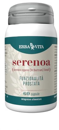 ERBA VITA Integratore Alimentare di Serenoa, 60 Capsule, Funzionalità della Prostata e delle vie urinarie