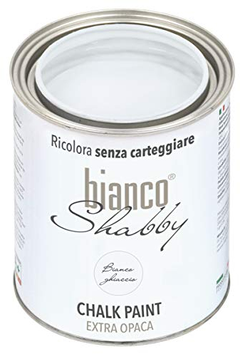 bianco Shabby® Bianco Ghiaccio (Eisweiß) - (1 Liter) Chalk Paint Kreidefarbe auf Wasserbasis für alle Oberflächen – geruchsneutral, einfach zu verarbeiten, extra matt
