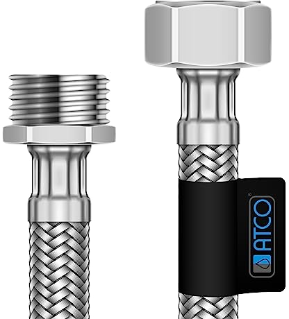 ATCO Flexibler, verstärkter Schlauch, Verbindungsschlauch, Edelstahl-Trinkwasserschlauch, verschiedene Längen, 3/4 Zoll AG x 3/4 Zoll IG x 100 cm