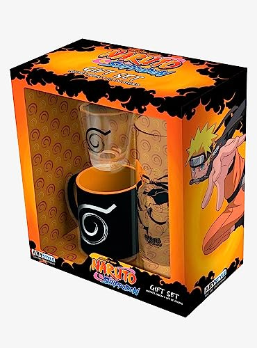 ABYSTYLE Drinkware Geschenkset Naruto Shippuden 3-teiliges Glas, Schnapsglas & Espressotassen Set