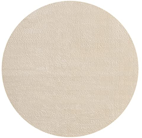 Mia's Teppiche Olivia - Alfombra para salón, Color Beige, 120 x 120 cm, Redonda, Moderna, Suave, Monocolor, mullida, Pelo Corto (19 mm), Antideslizante, Lavable hasta 30 Grados, 100% poliéster, 15 cm