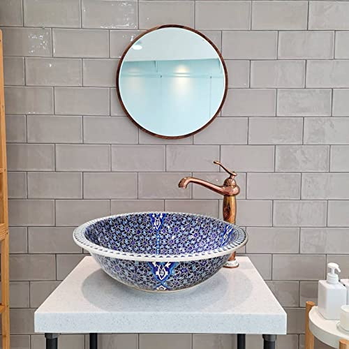 Bathroom Vessel Sink, Handcrafted Ceramic Basin, Powder Room Washbasin, Hand painted round vessel washbasin, Laundry Sink, Guest bathroom