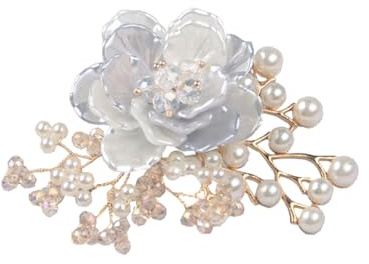 JKQBUX Broche en résine multifonction en forme de fleur et pinces à cheveux pour femmes et filles - Broche de corsage en perles - Accessoires de fête et de cérémonie