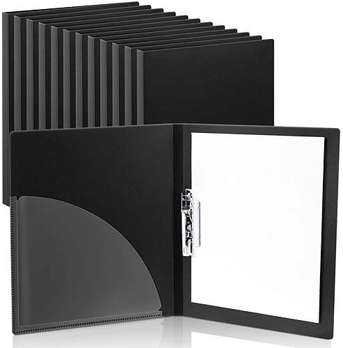 Teling Lot de 12 classeurs à pince sans perforation de 21,6 x 27,9 cm avec clips en métal et couvertures en polyester, classeur sans anneau pouvant contenir 100 pages au format lettre, classeur