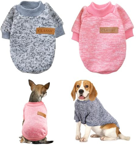 FainFun Hundepullover für Große Hunde, 2 Stück Hundepullover Mittelgroße Hunde für Winter, Hundepullover Mittelgroße Hunde für Katzen, Hundekleidung, (Rosa Grau XXL)