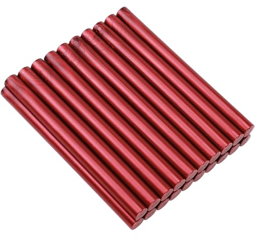 KEESIN Siegelwachs Sticks,20 PCS Gun Siegelwachs Sticks für Klebepistole 135x11mm Gun Siegelwachs für Hochzeit Einladungen, Karten, Umschläge (Flammenrot, 135x11mm)