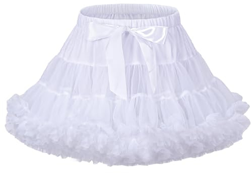 LACOFIA Girl's Tutu Skirt Toddler Ruffle Layered Tulle Skirt Princess Tutu Pettiskirt Party Dance Bubble Mini Skirt White S 2-4 Years