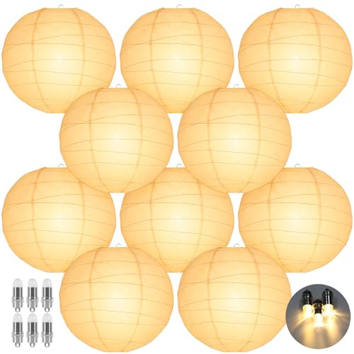 Encham Vita lampjoner 25 cm, 10 st med varmvit ballong