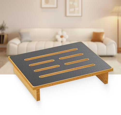 WRQIOO Marchepied en Bois Massif de 8,9 cm à Une Étape, Avec Revêtement en Caoutchouc Antidérapant, Tabouret Matelassé pour Cuisine, Salle de Bain