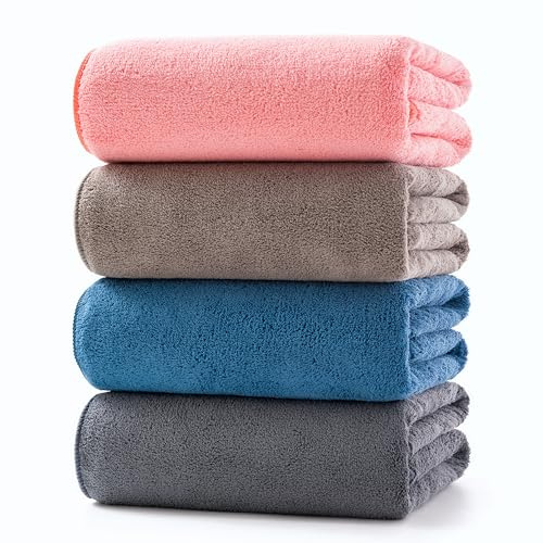 Lumimi 4 Pack Microfiber Bath Towel Set,Ultra Absorbent Quick Dry 29 L x 13 W, Lightweight & Durable for Gym/Spa/Travel/Home,Super Soft multicolor