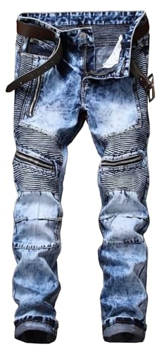 Jean déchiré pour Homme, Style Motard, Fermeture éclair, Coupe Droite, délavé, Tendance 2025