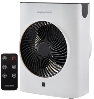Morphy Richards HeatFlux 2kw Upright Fan Heater, Remote Control, 20m2, Anti-Freeze, Adjustable Thermostat, Timer, Touch LED Display, Low Noise, Auto Switch Off, Overheat Protection, White, 825200