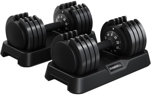 Yaheetech 5-in-1 Manubri Set di 2 Regolabili da 5kg a 25kg, Manubrio Regolabile in 1 Secondo per Allenamento Fitness Palestra Casa Ufficio Nero