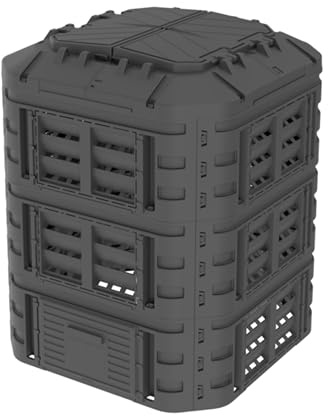 EKOGRID Compostiera da Giardino - 860 L - Irrigazione a Goccia e Aerazione - Nero