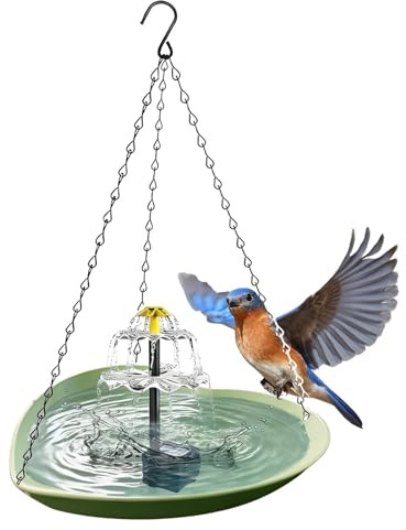 Bebederos para Aves de Exterior | Forma de Corazón Resistente a la Intemperie,Fuente Solar para Baño de Aves,para Jardín Estanque Patio Exterior Loros Periquitos Ninfas