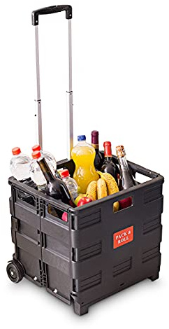 4 x Einkaufstrolley, Klappbar, Einkaufsroller bis 35 kg, Verstellbarer Griff, Mit Rollen, HBT: 100 x 42 x 37 cm, schwarz