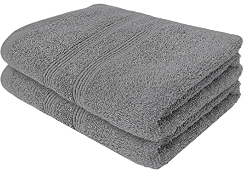 Makooz Bathroom and Kitchen 2 Pc Hand Towels Pack - 500 GSM Natural 100% Egyptian Cotton -Quick Dry and Absorbent - Fast Drying Soft and Luxurious Bath Hand Towel Set (Grey, 50x80 CM)