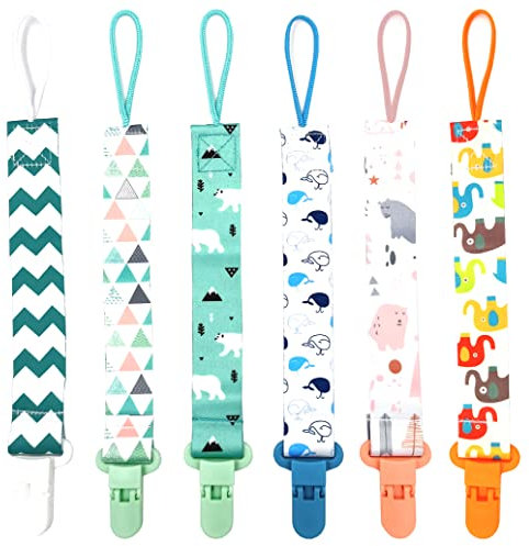 OnlyBP - Set 6 Chupetero de clip para Bebé, Cadena de Chupetes para niños y niñas, Protege a tu bebe, Multicolor
