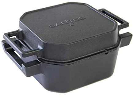SANTOS Square Dutch Oven mit Deckel - Quadratischer Schmortopf - 6,5L/7Qt Feuertopf - Gusseisen - patentiertes Design - dickwandig, langlebig, robust