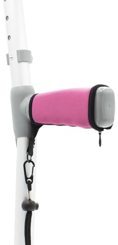 Paire de Housses de Confort Rembourrées pour Poignées de Béquilles - Rose - avec Sangle de Poignet - par Lifeswonderful