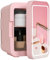 eklipt Mini Fridge, Skincare Fridge with Dimmable LED Mirror(4 Liter/6 Can), AC/DC Portable Mini Cooler & Warmer for Drinks, Cosmetics/Makeup/Skincare, For Bedroom, Office and Car, Pink