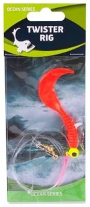 Eurocatch Fishing Twister Rig 1 Haken - Größe 4-10 Stück - Perfekt für Kabeljau und Seebarsch - Red Twister Unterlinie - Geeignet für Paternoster und Pilker - Hochwertige Qualität