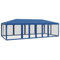 vidaXL Partyzelt, Pavillon mit 12 Mesh-Seitenteilen, Gartenpavillon für Party Hochzeit, Festzelt Gartenzelt Eisengestell Wasserfest UV-beständig, Blau 8x4m HDPE