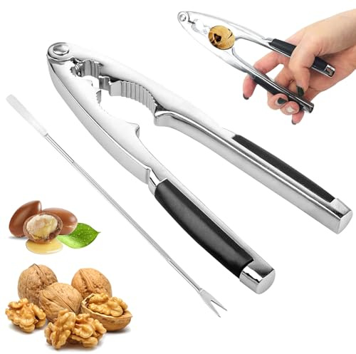Rierousy Nussknacker Walnüsse, Nußknacker, Walnussknacker mit Rutschfestem Griff, Multifunktionaler Nussknacker Geeignet zum Schälen von Walnüssen, Nüssen, Hummern, Krabben Usw (2-teiliges Set)