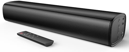 Saiyin 2.0-Kanal Soundbar für TV Geräte, 14.2 Zoll kompakte TV-Soundbar, 40 W Lautsprecher für Fernseher mit Optischer/AUX/Bluetooth-Verbindung, 3 EQ-Effekte für TV/PC/Projektor