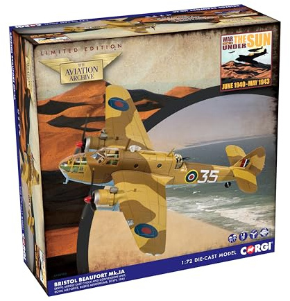 Corgi AA28903 Bristol Beaufort MkIa, EK979 '35' - Diecast Planes & Aircraft Models for Ages 14+, Die Cast Aeroplane - Detailed Scale Model for Adult Aviation Collectors