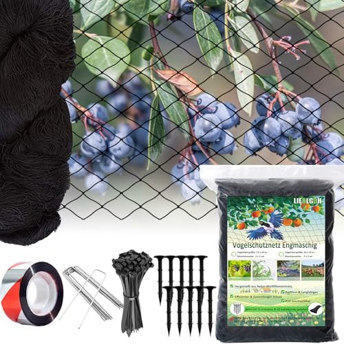 Vogelschutznetz 15x15m, Vogelnetz für Hühnergehege mit 5cm Netz, Vogelnetz für Obstbäume,Hühnernetz, Gartennetz,Teichnetz,Geflügelnetz, mit Vogelschutz Reflektierendes Band, Erdhaken & Kabelbinder