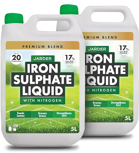 Jarder Iron Sulphate Liquid With Nitrogen 2 x 5L - Feeds Lawns - Greens Grass - Grows Grass - Lawn Tonic - 20 Treatments per 5L - Premium Blend and Iron Content