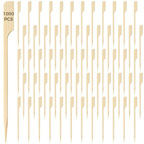 Holzspieße für Grill- und Vorspeisen, 8,9 cm Spieße mit flachem Design, scharfe Spitze für einfache Handhabung, 1000 Stück