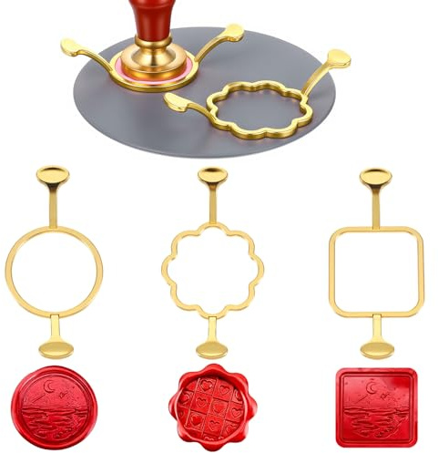 Metal Wax Seal Molds for 1 Inch Stamp,3pcs Gold Metal Seal Molds & 1pcs Silicone Waxing Mat, Sealing Kit for Gift Wrapping, Wedding Invitations, Envelopes, Cards, Wine Packaging