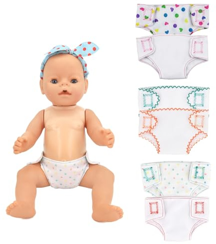 Neuytiky 6 Stück Puppenzubehör,Babypuppen-Fütterungsset,Puppe Kleidung Zubehör,Puppenwindeln Stoff,Baby Puppe Zubehör Windeln Set,für Sleepover Slumber Party