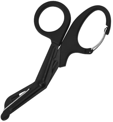 generico Forbici da Garza con Punta Curva - in Acciaio Inossidabile, 19cm, Nere | 1 Pezzo | per bendaggi, Cinta |